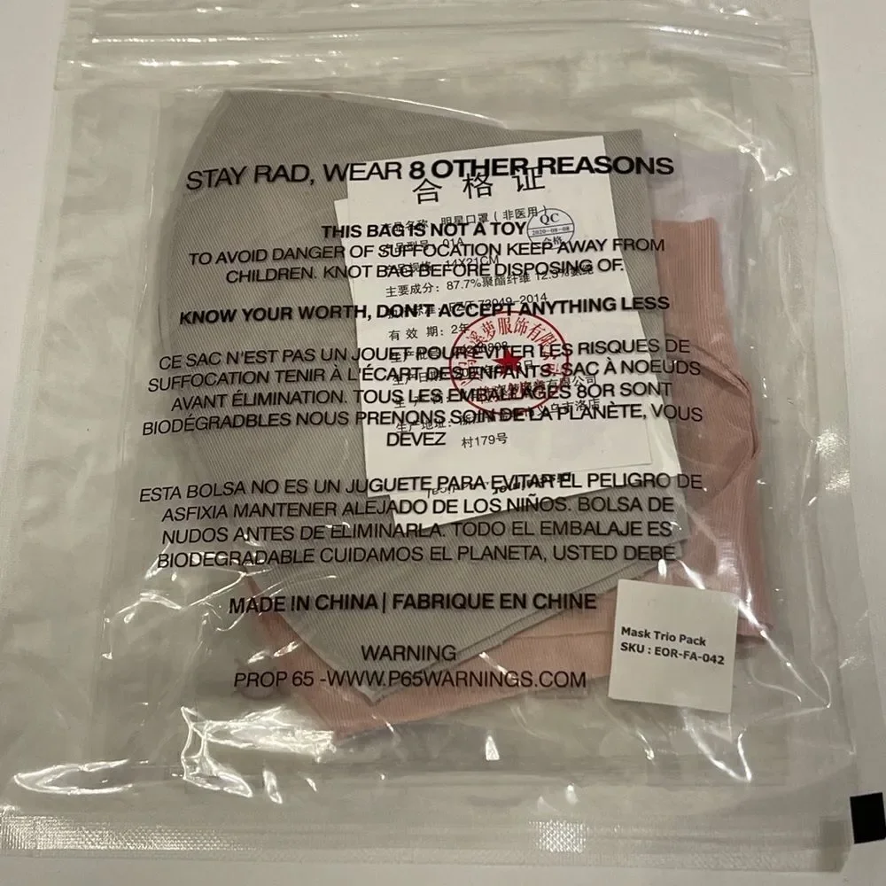 8 OTHER REASONS Facemask Trio in Grey, Lilac & Mauve - New in Package